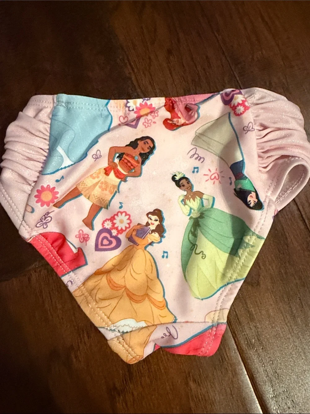 Disney Pink Multi-Color Princess Long-Sleeve Rashguard Swim Set